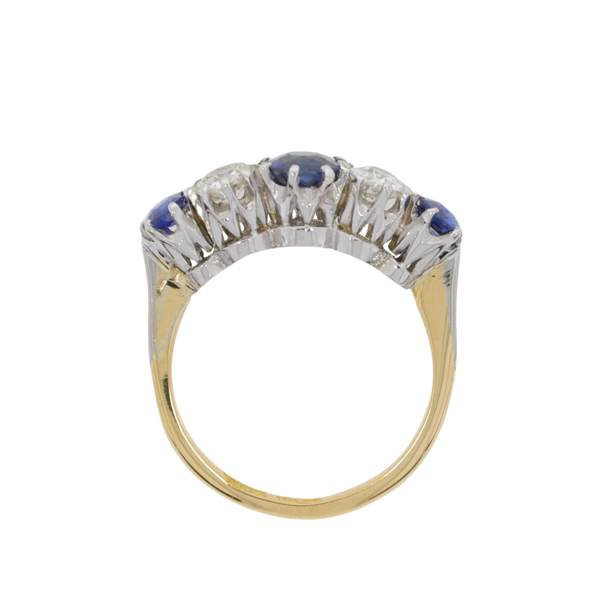 F113.4 Sapphire and diamond 5 stone grad ring top