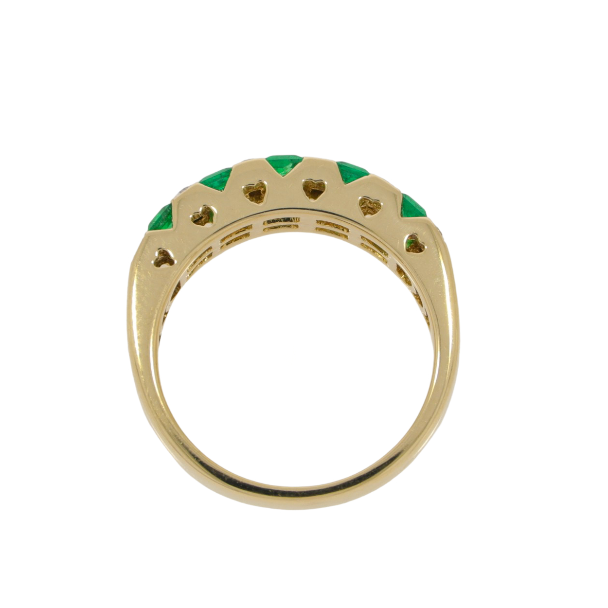F130.4 Emerald and diamond 2 row eternity ring top
