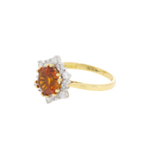 F172.4 Citrine and diamond cluster ring side 2