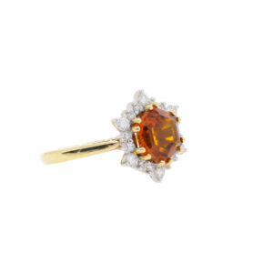 F172.4 Citrine and diamond cluster ring side