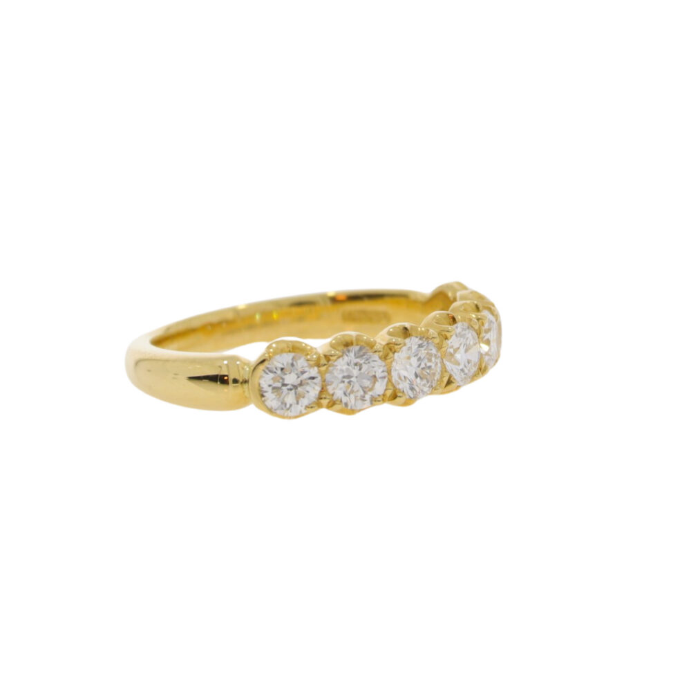 Diamond seven stone half eternity ring 1.31cts, 18ct yellow gold setting and shank