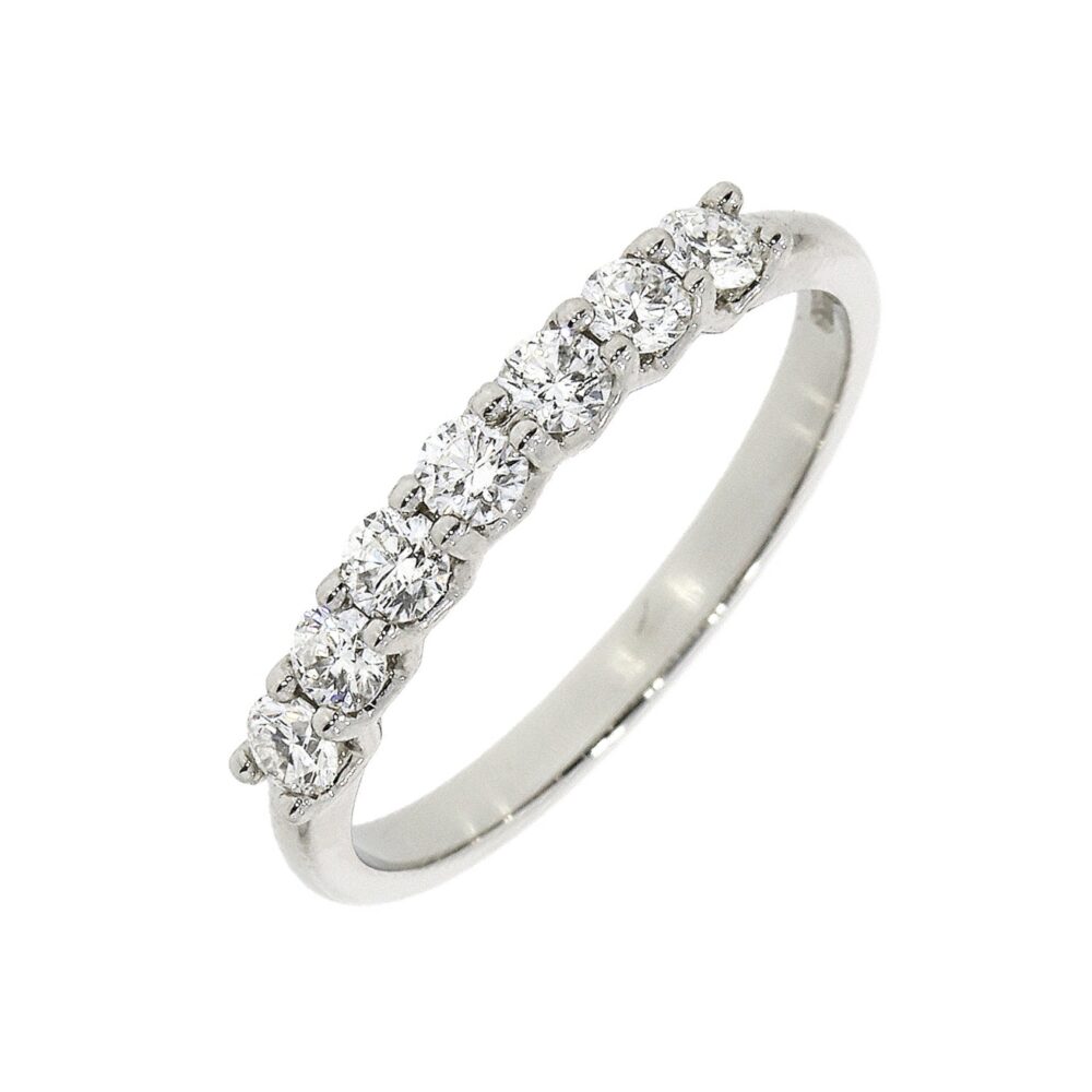 Diamond 7 stone half eternity ring, platinum mount 0.50ct