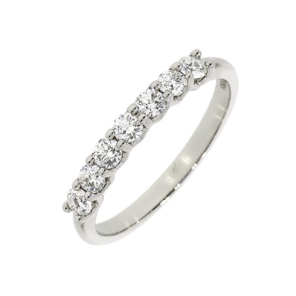 Diamond 7 stone half eternity ring, platinum mount 0.50ct