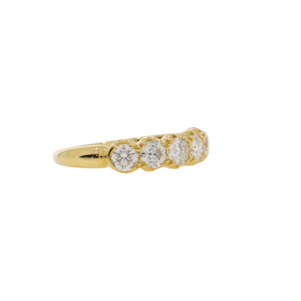 Diamond six stone half eternity ring 1.12cts, all 18ct yellow gold setting and shank