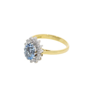 K156.4 Aquamarine and diamond cluster ring side 2