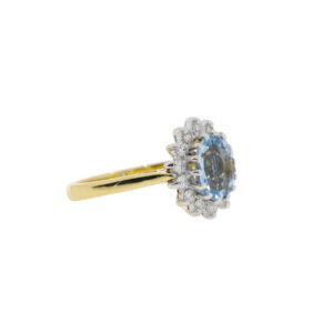 K156.4 Aquamarine and diamond cluster ring side