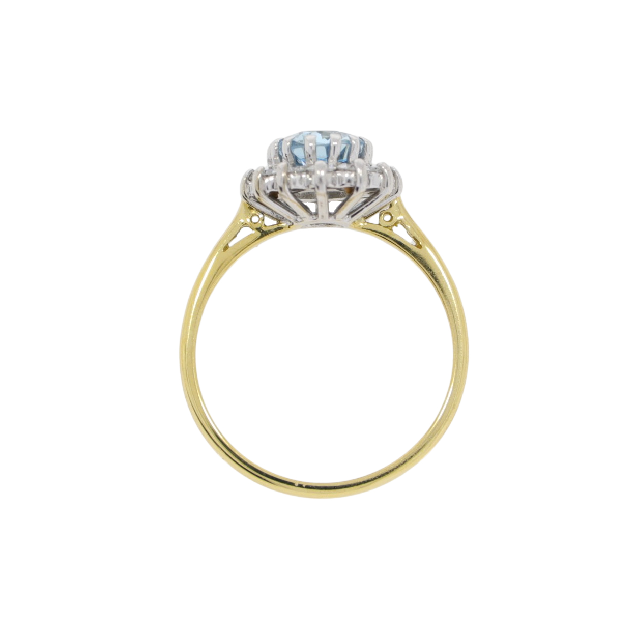K156.4 Aquamarine and diamond cluster ring top