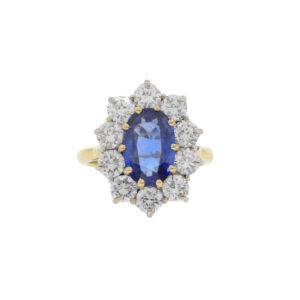 M112.4 Sapphire and diamond cluster ring