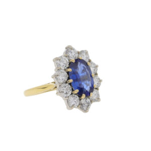 M112.4 Sapphire and diamond cluster ring side