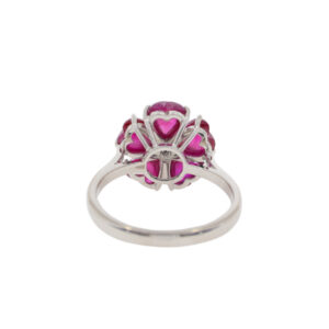 R142.4 Ruby heart cut cluster ring back