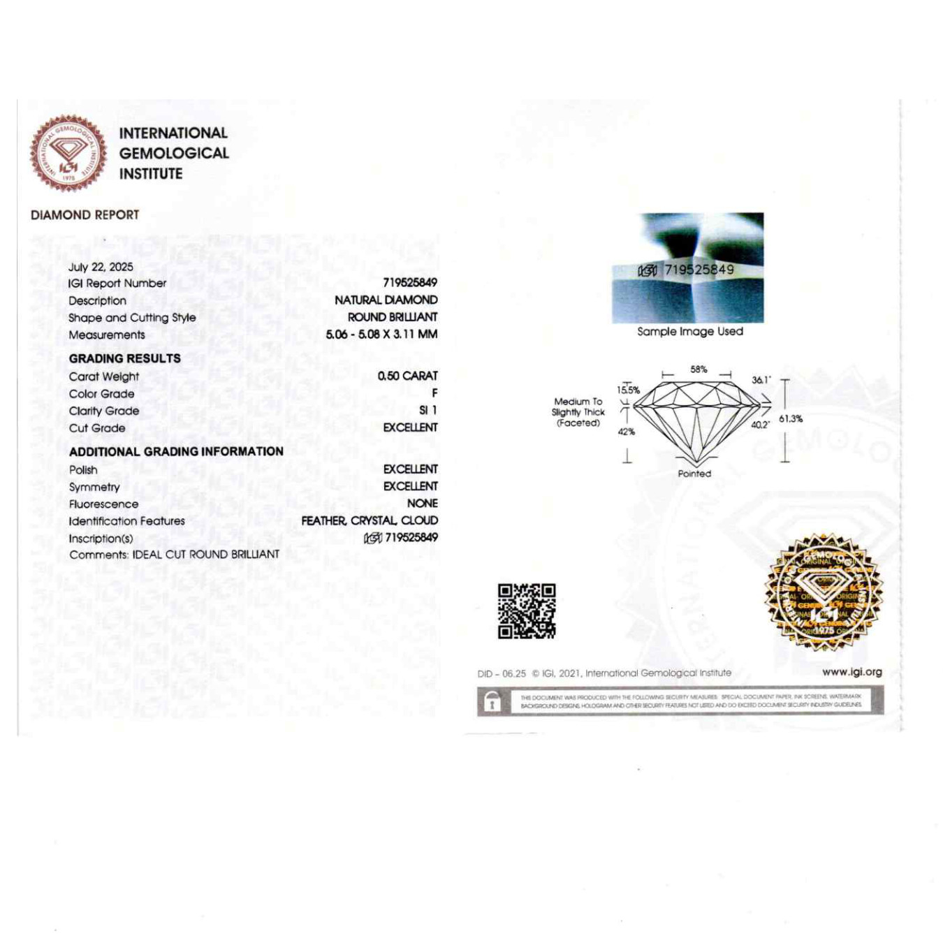 R424.2 Cert 0.50ct 1