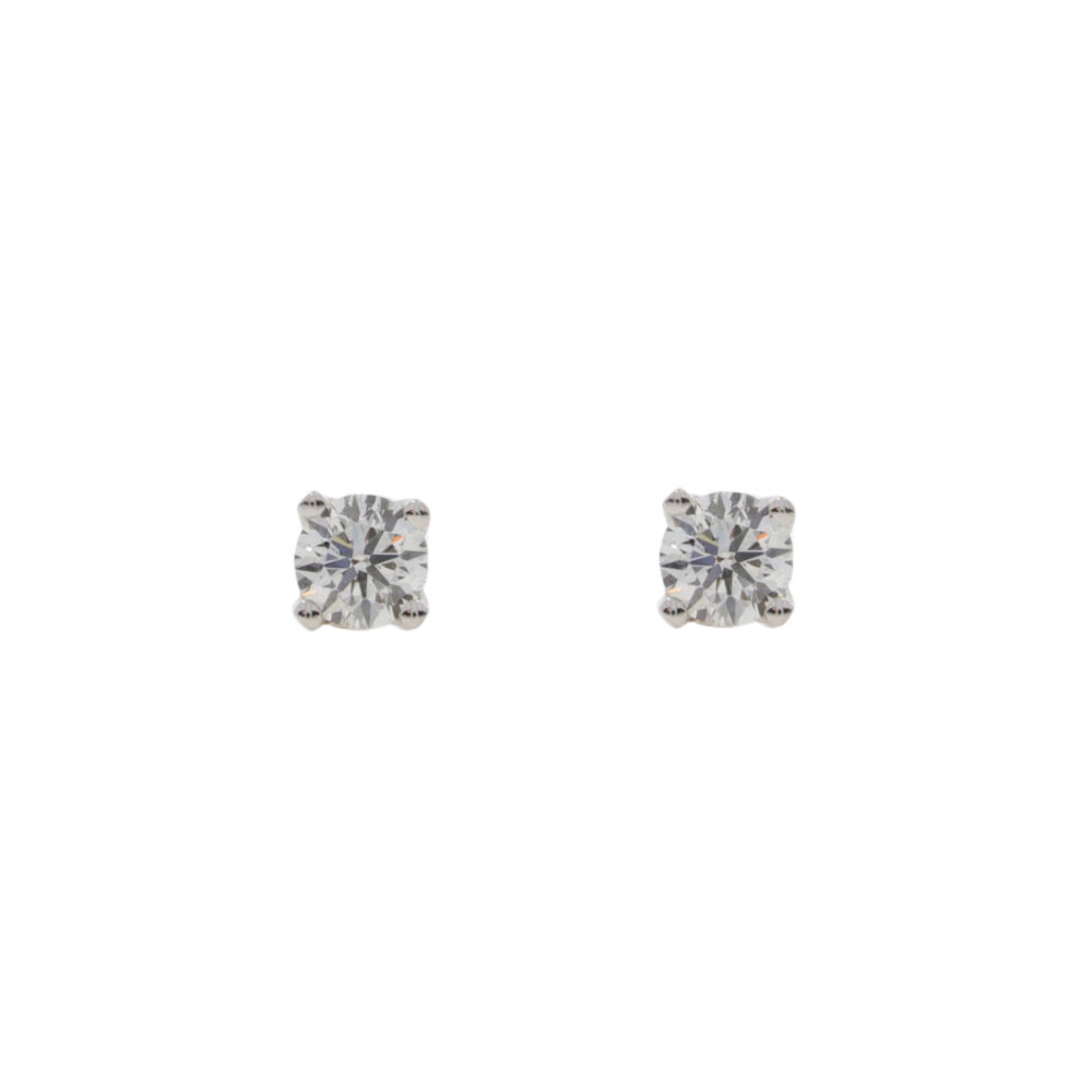 Diamond single stone certificated earrings 1.00ct, 18ct white gold mounts