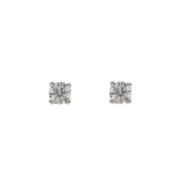 Diamond single stone certificated earrings 1.00ct, 18ct white gold mounts