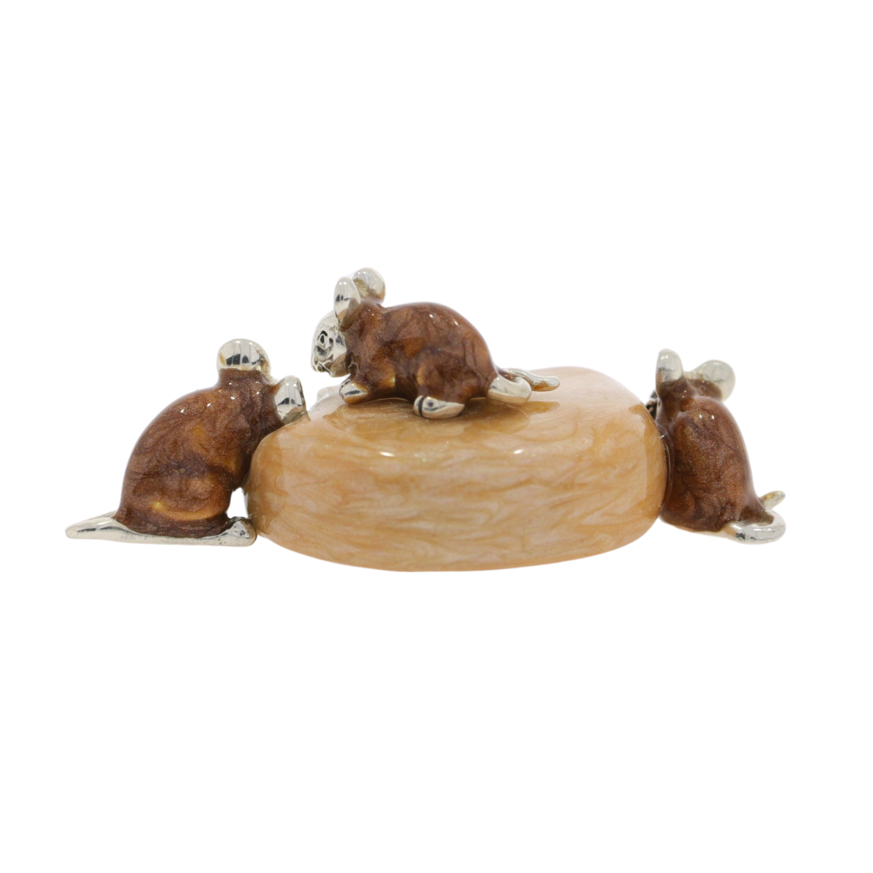 12907 Mice nibbling cheese brown back