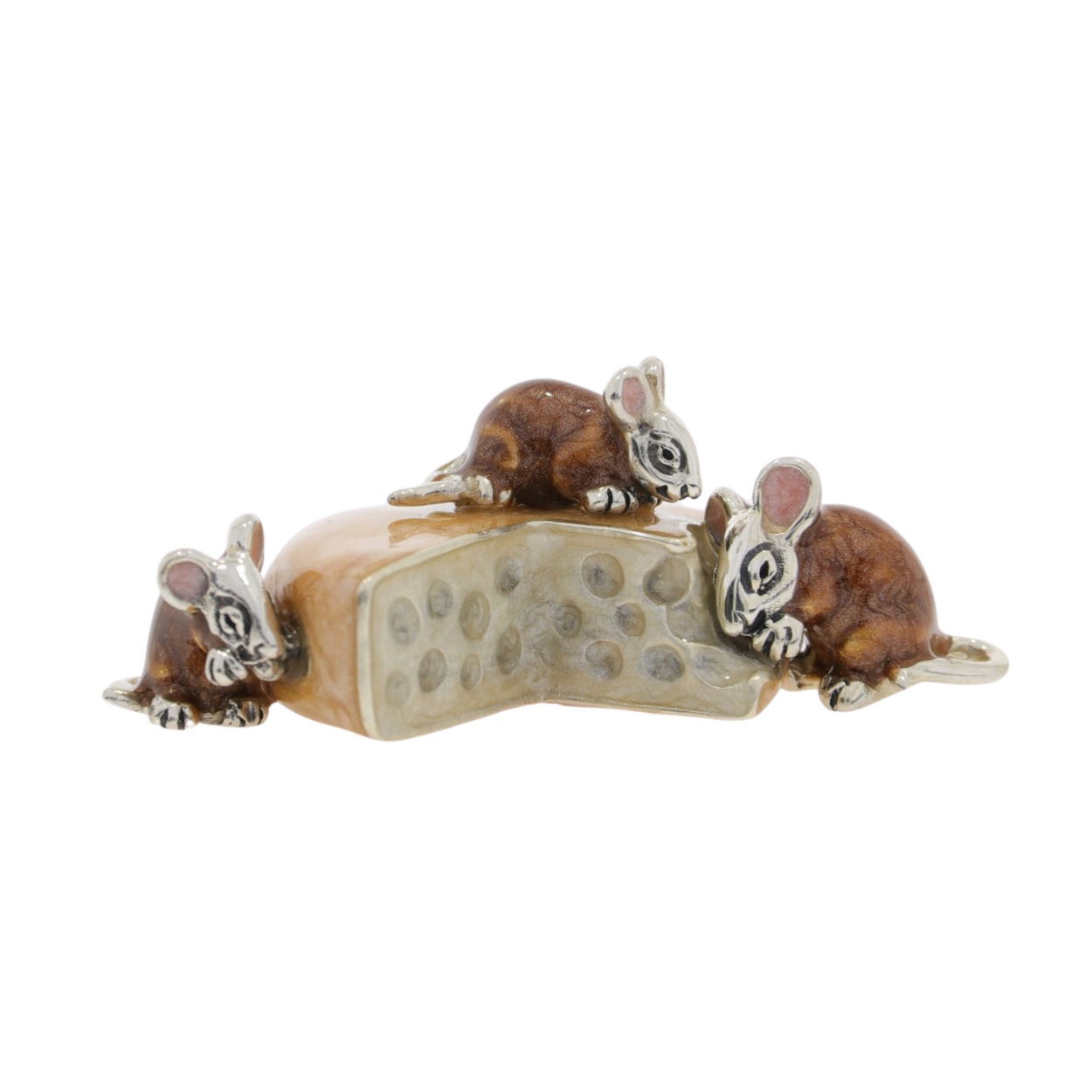 12907 Mice nibbling cheese brown
