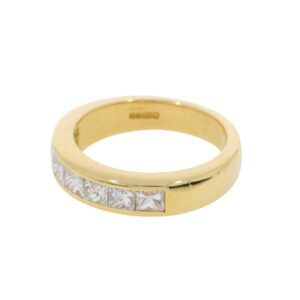 L87.4 Diamond princess cut 7 stone half eternity ring side 2