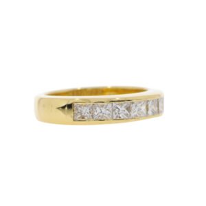 L87.4 Diamond princess cut 7 stone half eternity ring side