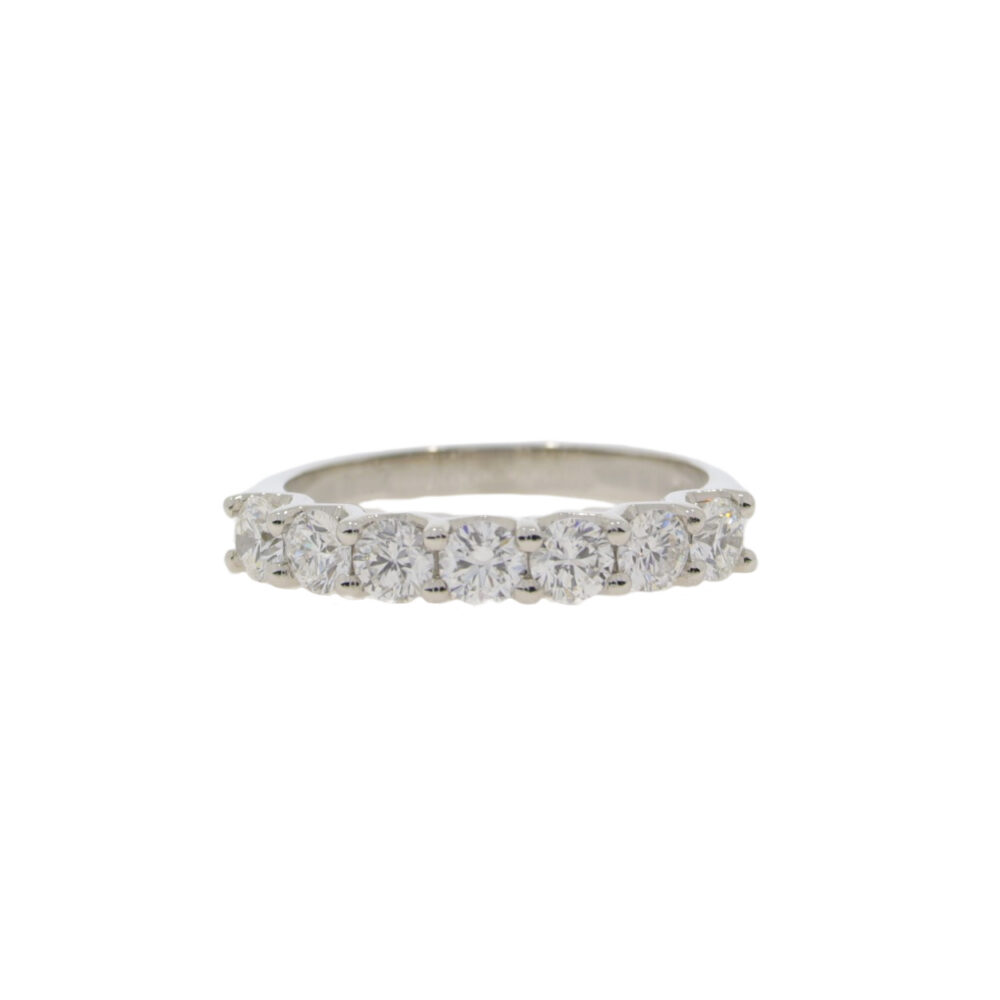 Diamond 7 stone half eternity ring, platinum mount 1.02cts