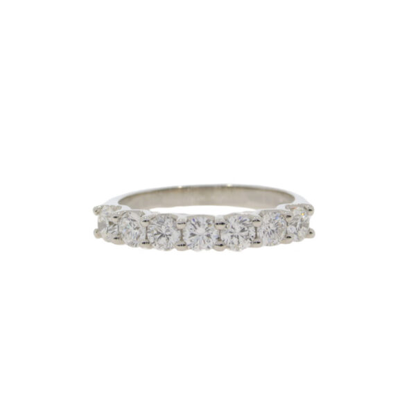 Diamond 7 stone half eternity ring, platinum mount 1.02cts